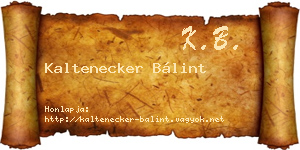 Kaltenecker Bálint névjegykártya